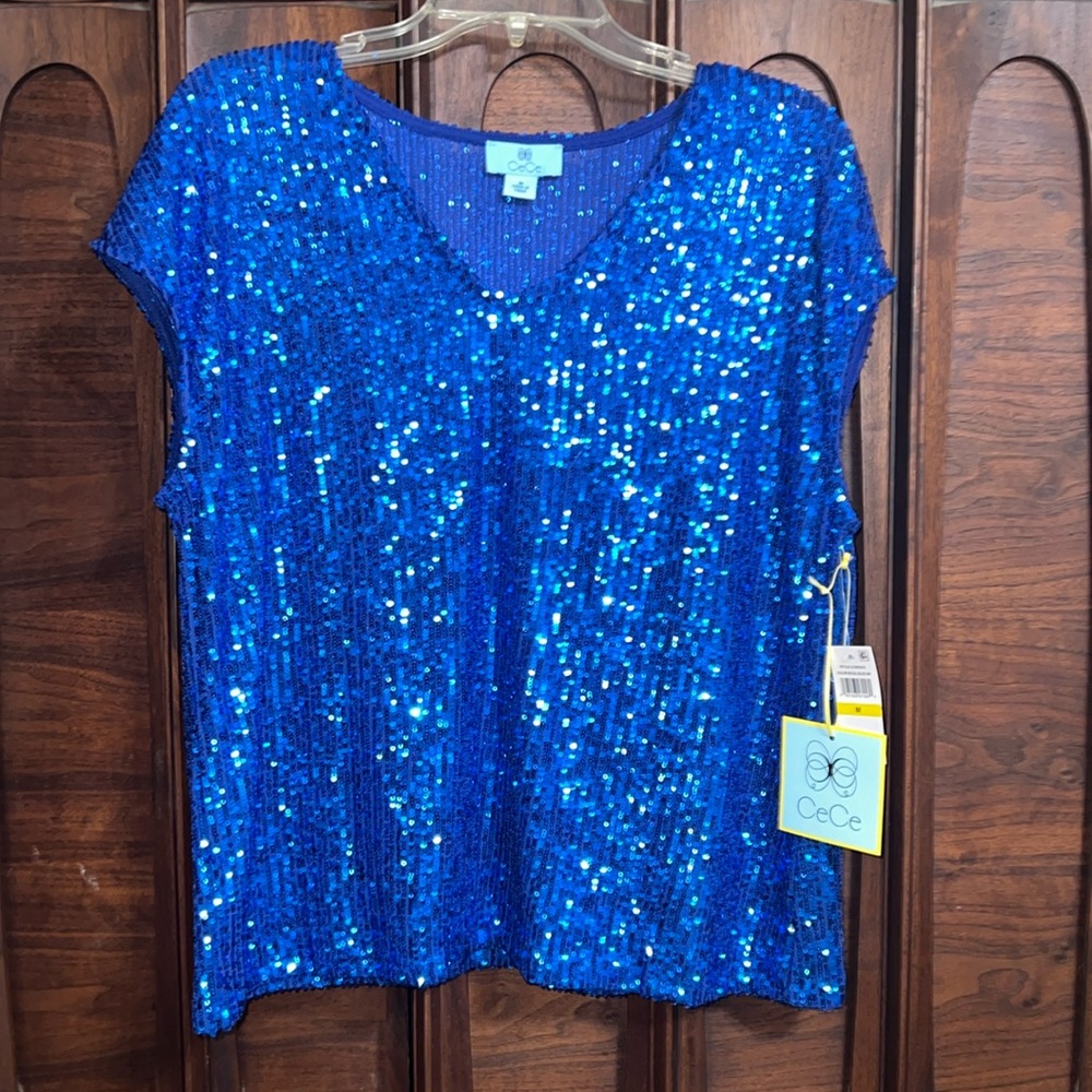 CeCe Sequin top ladies size medium